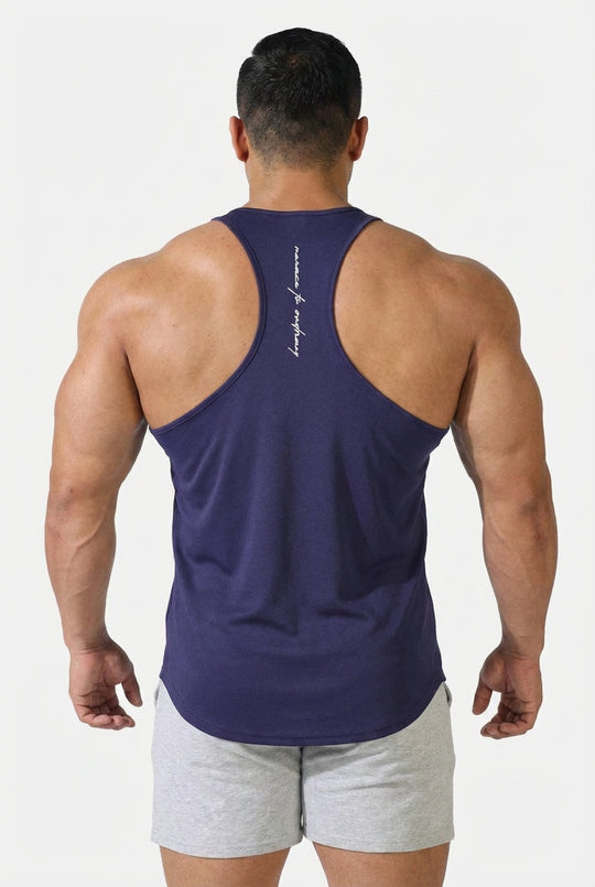 Fast-Dry Bodybuilding Workout Stringer - Midnight Navy