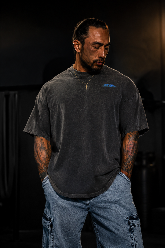 Vintage Washed Oversized T-Shirt - Charcoal Black