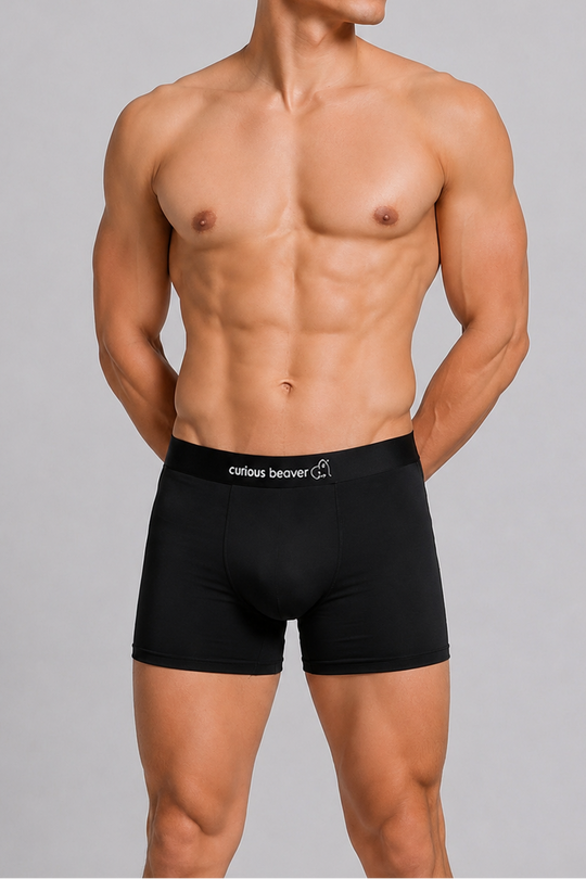 Men's Soft Modal Boxer Briefs - Midnight Black