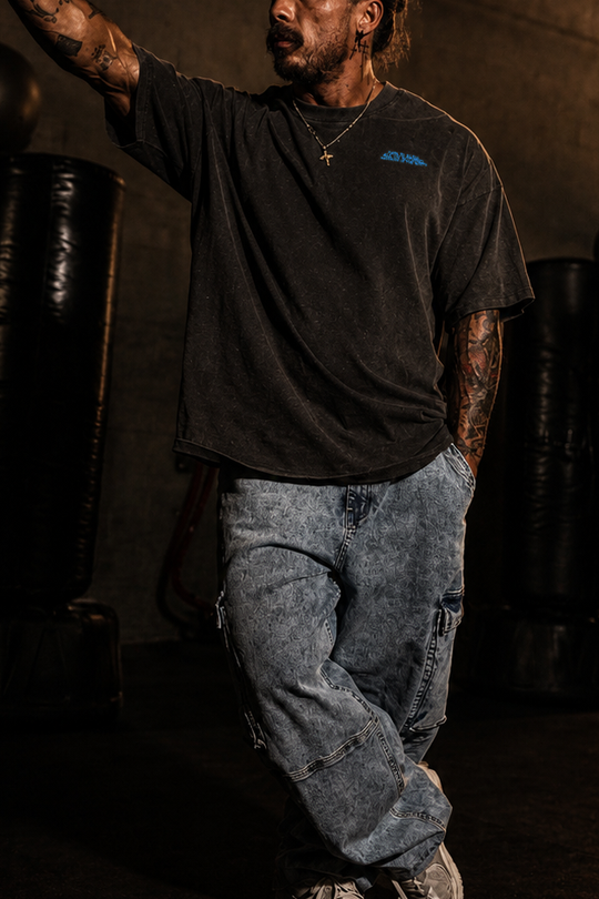 Vintage Washed Oversized T-Shirt - Charcoal Black