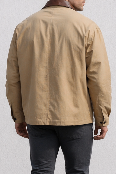 Retro Oversized Canvas Jacket - Khaki