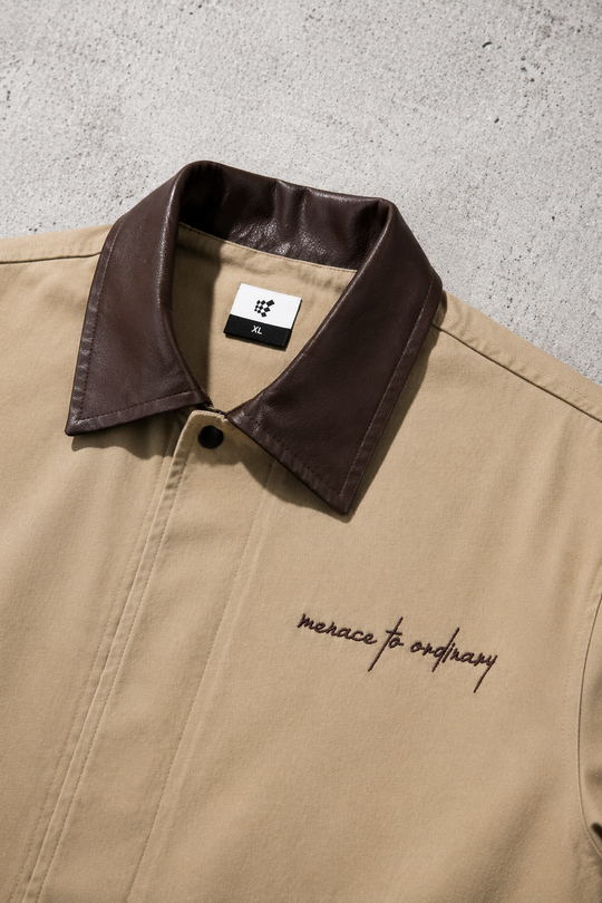 Retro Oversized Canvas Jacket - Khaki