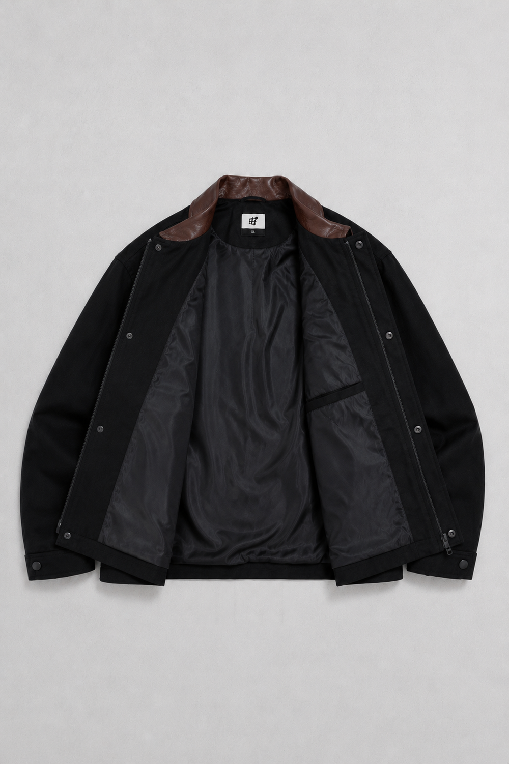 Retro Oversized Canvas Jacket - Black