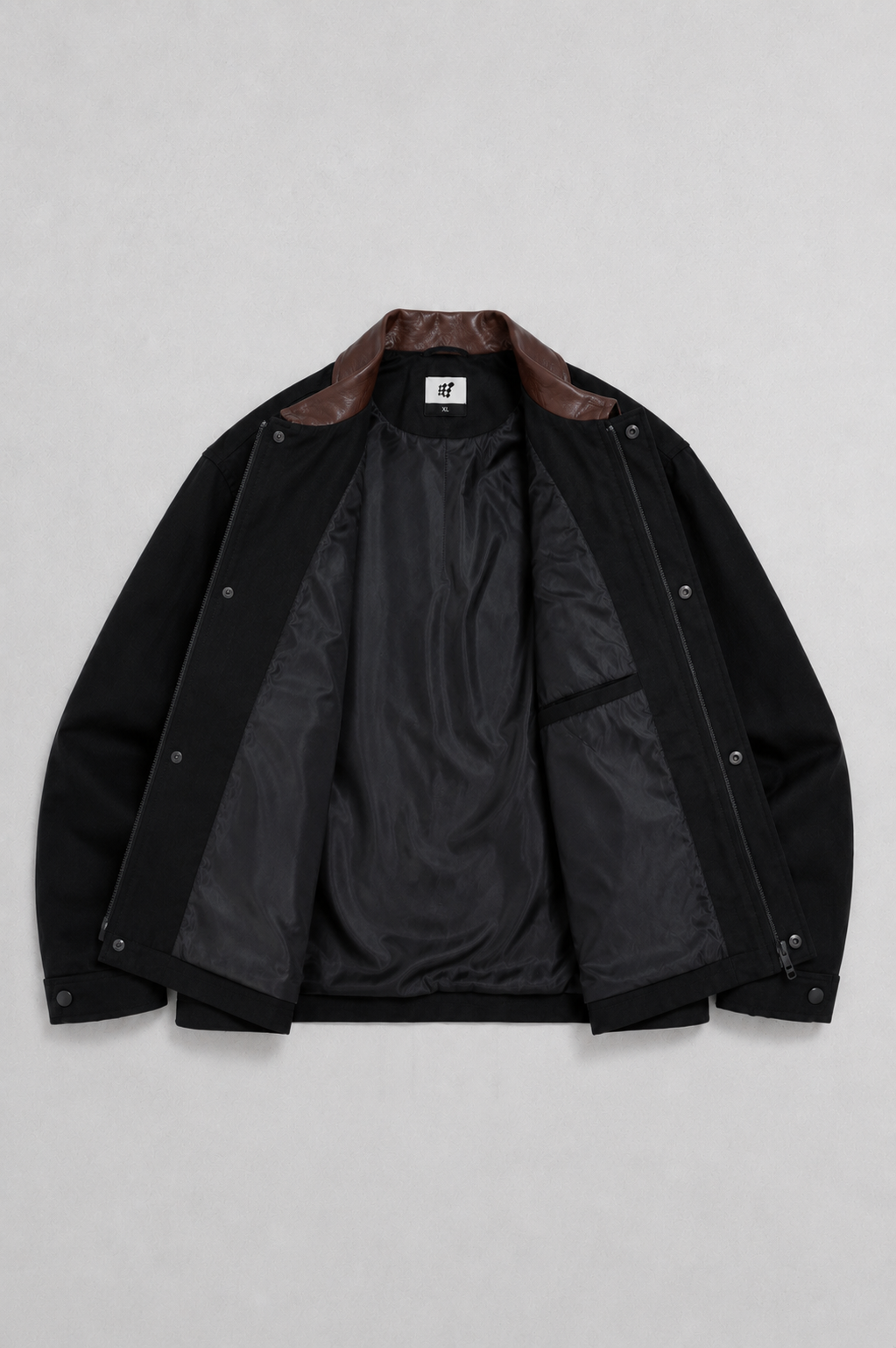 Retro Oversized Canvas Jacket - Black