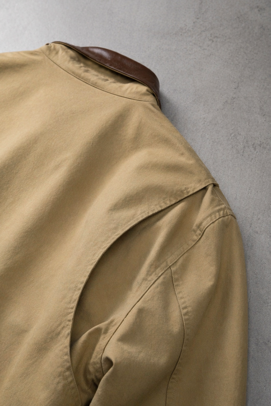 Retro Oversized Canvas Jacket - Khaki