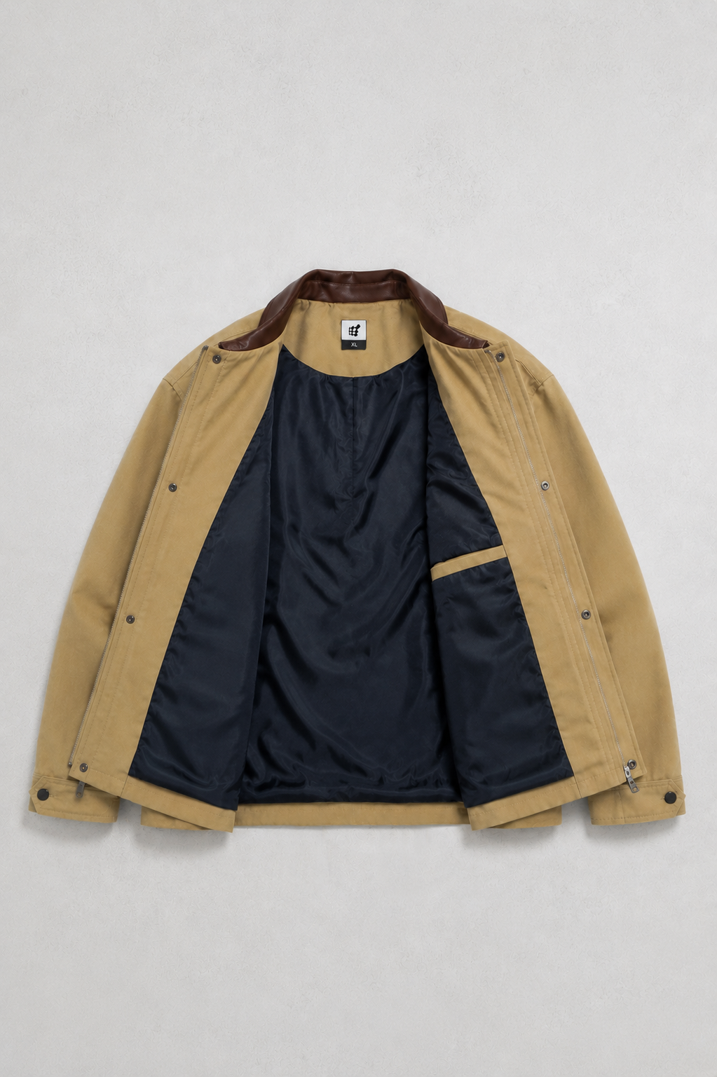 Retro Oversized Canvas Jacket - Khaki