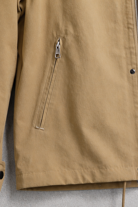 Retro Oversized Canvas Jacket - Khaki