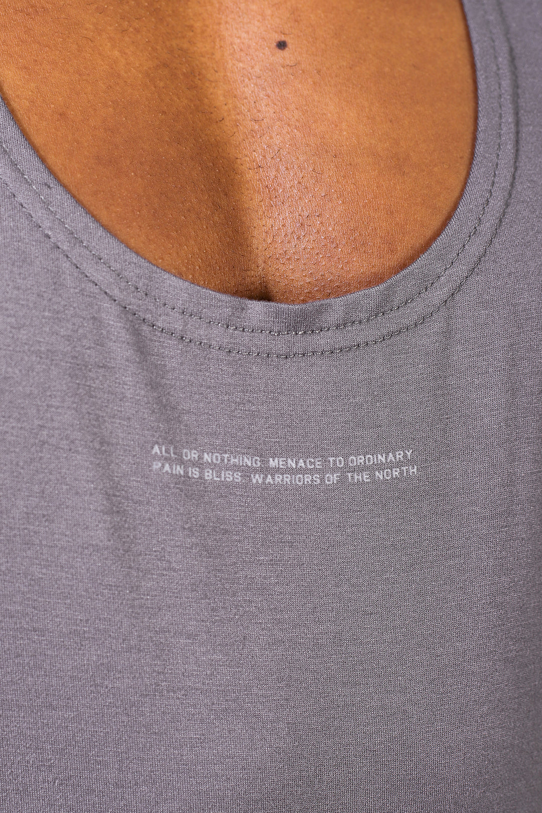 Classic Bodybuilding Racerback Stringer - Quote Gray