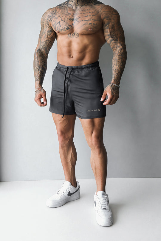 Agile Bodybuilding 4'' Shorts w Zipper Pockets - True Gray