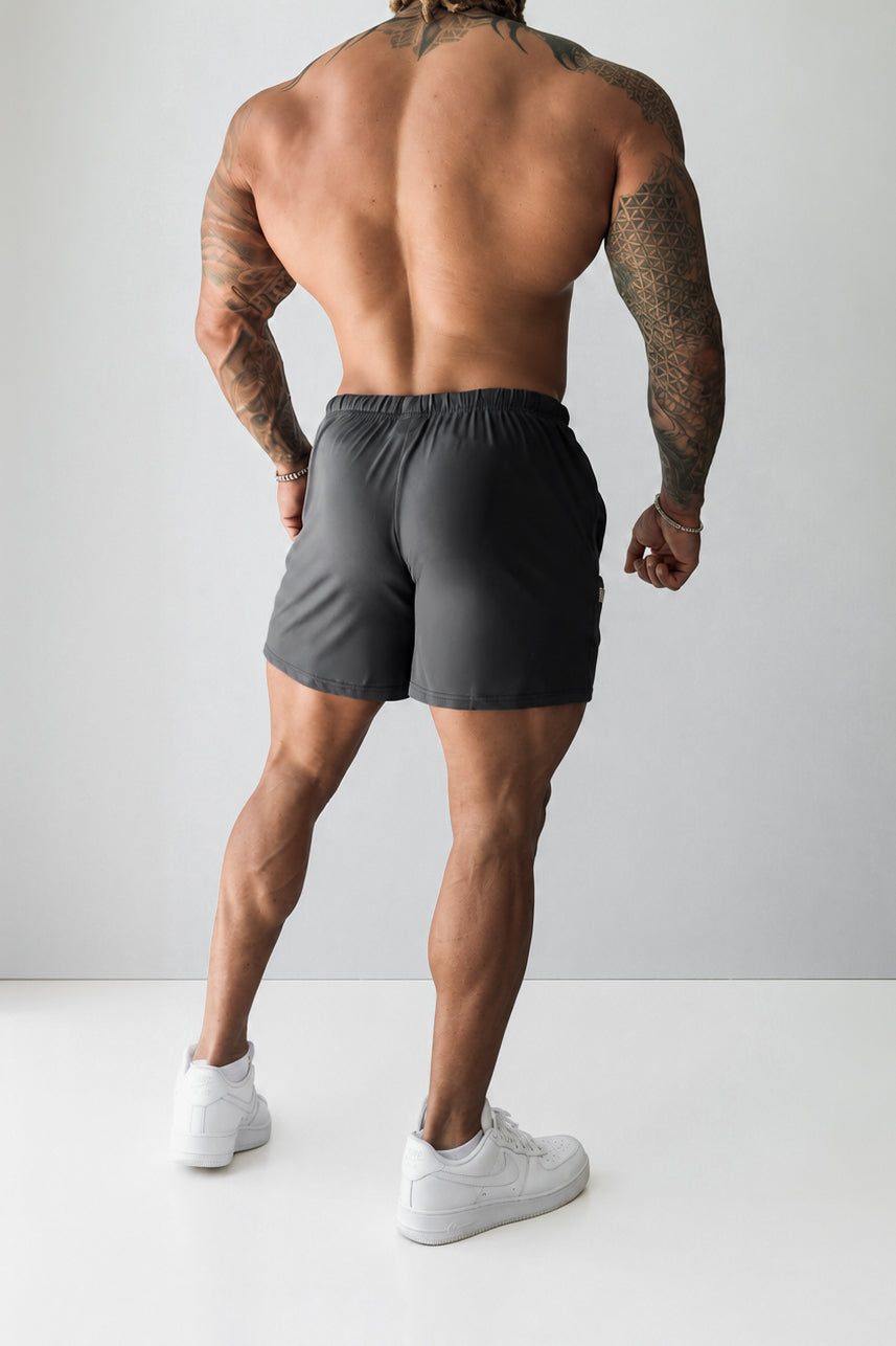 Agile Bodybuilding 4'' Shorts w Zipper Pockets - True Gray