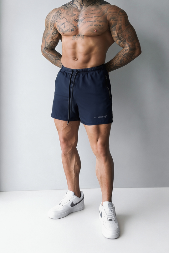 Agile Bodybuilding 4'' Shorts w Zipper Pockets - True Navy
