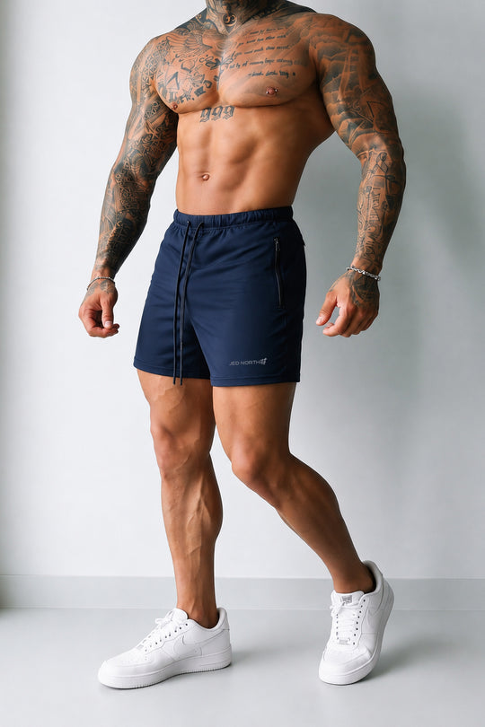 Agile Bodybuilding 4'' Shorts w Zipper Pockets - True Navy