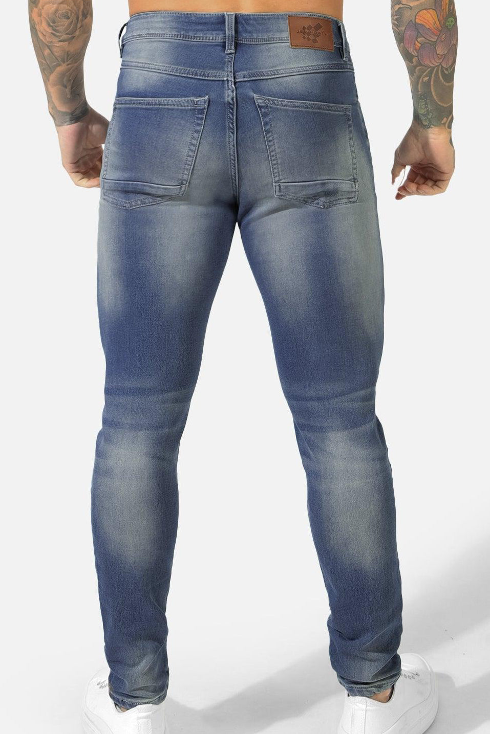 Men's Premium Fitted Stretchy Jeans - Faded Dark Blue
