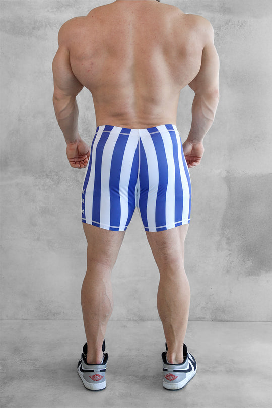 Retro Bodybuilding Shorts - Blue & White