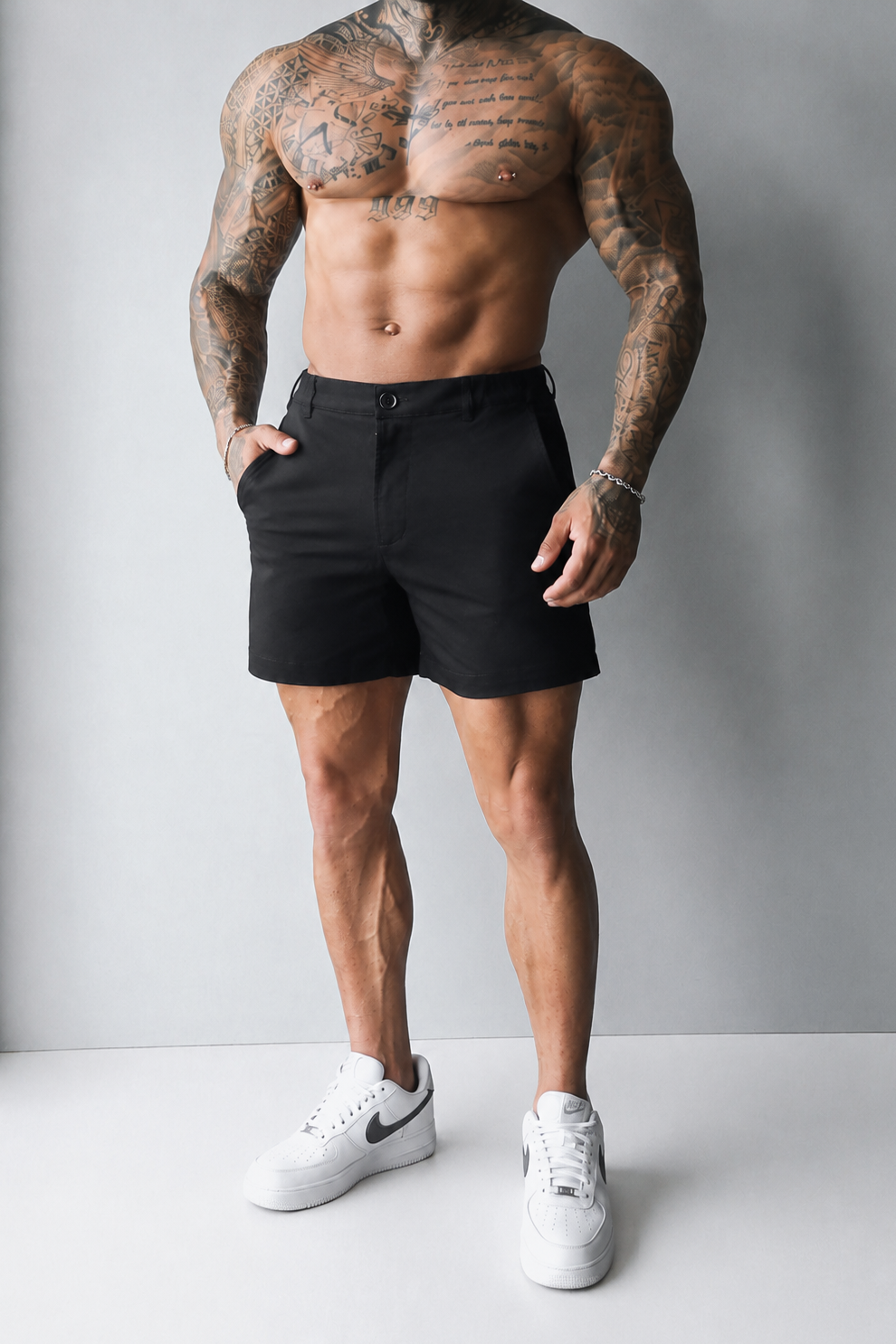 Flex Waist Chino Shorts - Black