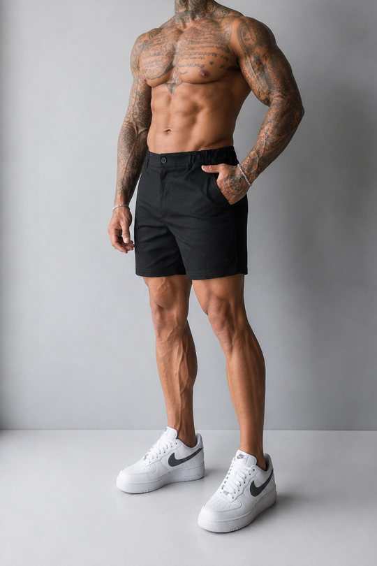 Flex Waist Chino Shorts - Black