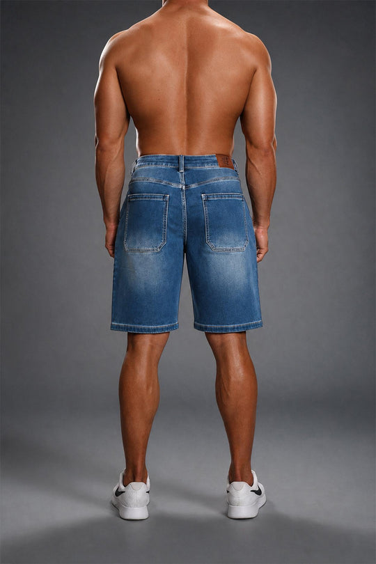 Baggy Fit Denim Shorts - Dark Blue
