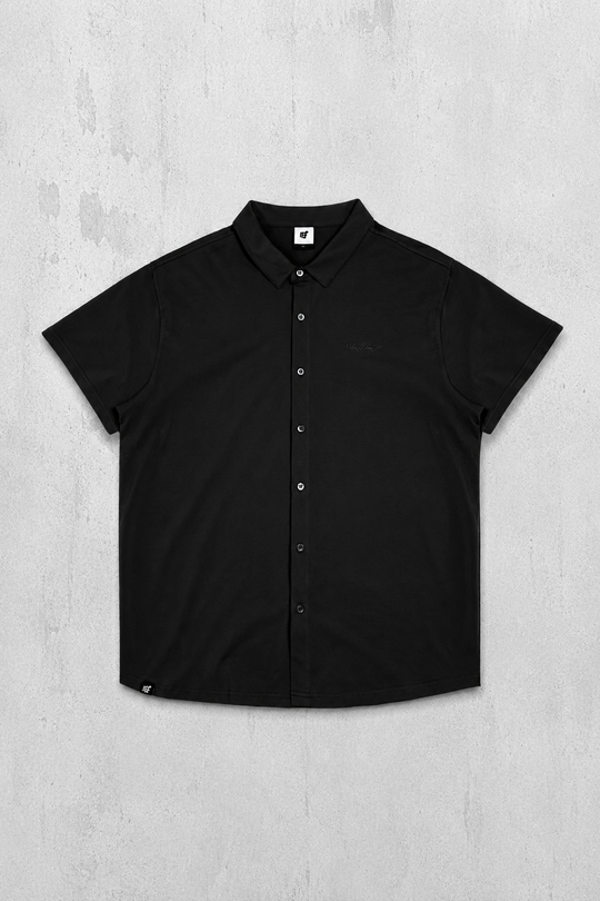 Premium Stretch Button-Up Shirt - Midnight Black