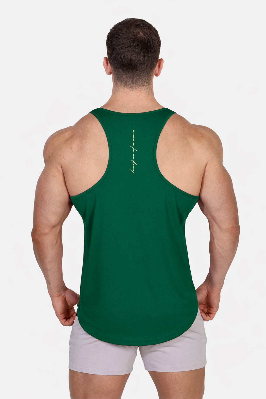 Fast-Dry Bodybuilding Workout Stringer - Green w/ Neon Logo