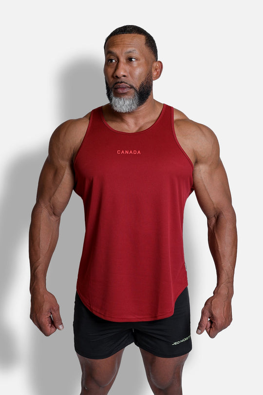 Fast-Dry Bodybuilding Workout Stringer - Maroon w/ Canada Logo