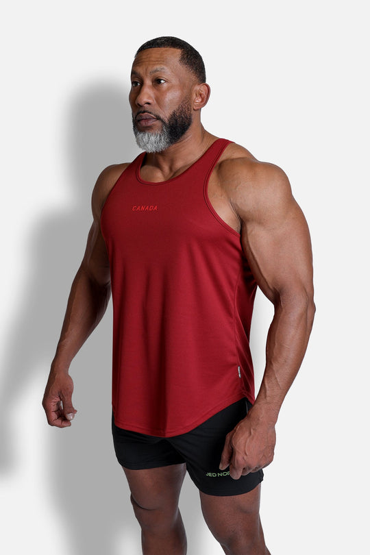 Fast-Dry Bodybuilding Workout Stringer - Maroon w/ Canada Logo