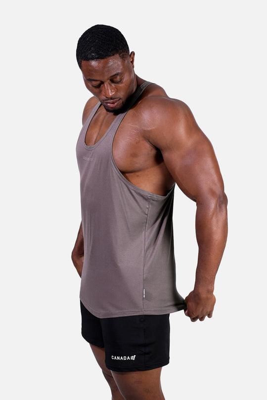 Classic Bodybuilding Racerback Stringer - Quote Gray