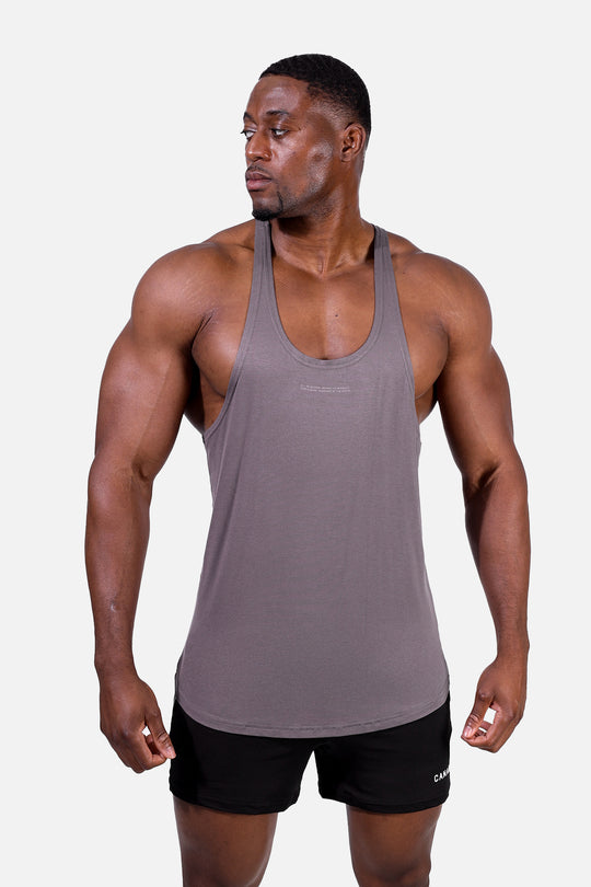 Classic Bodybuilding Racerback Stringer - Quote Gray