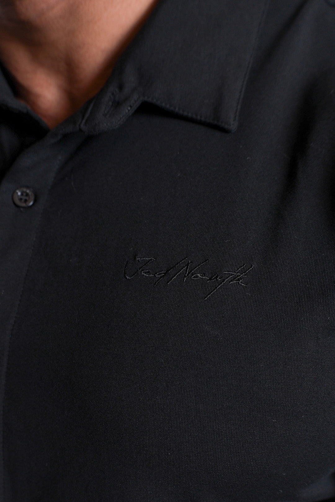 Premium Stretch Button-Up Shirt - Midnight Black