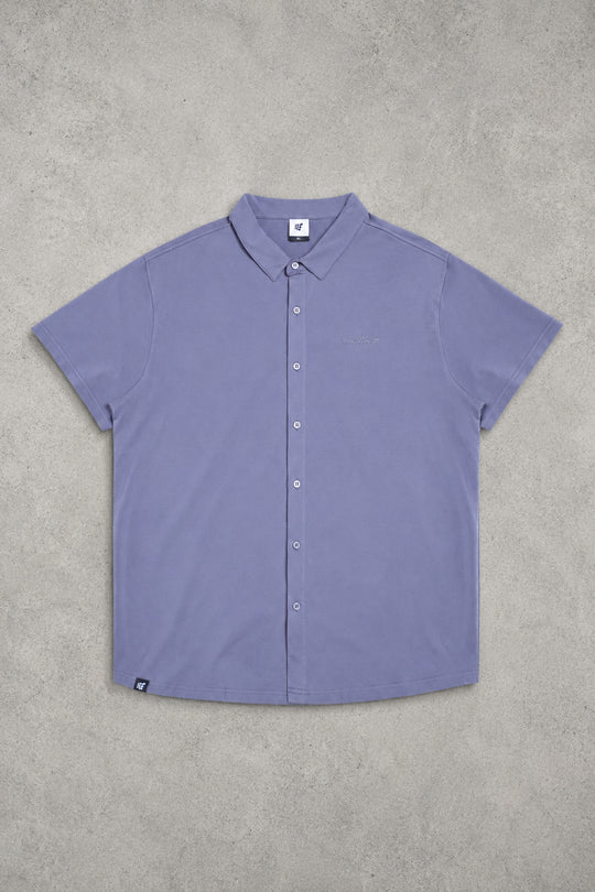 Premium Stretch Button-Up Shirt - Dusty Periwinkle