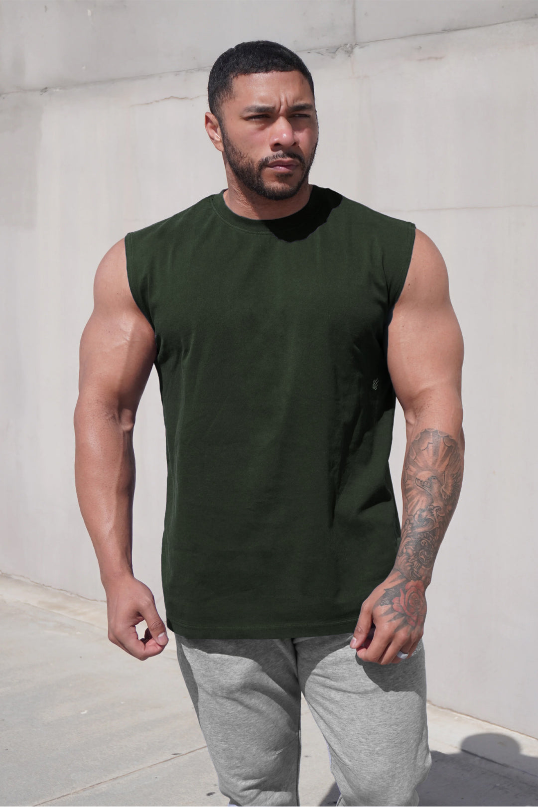 Retro Oversized Muscle Tee - Forest Green