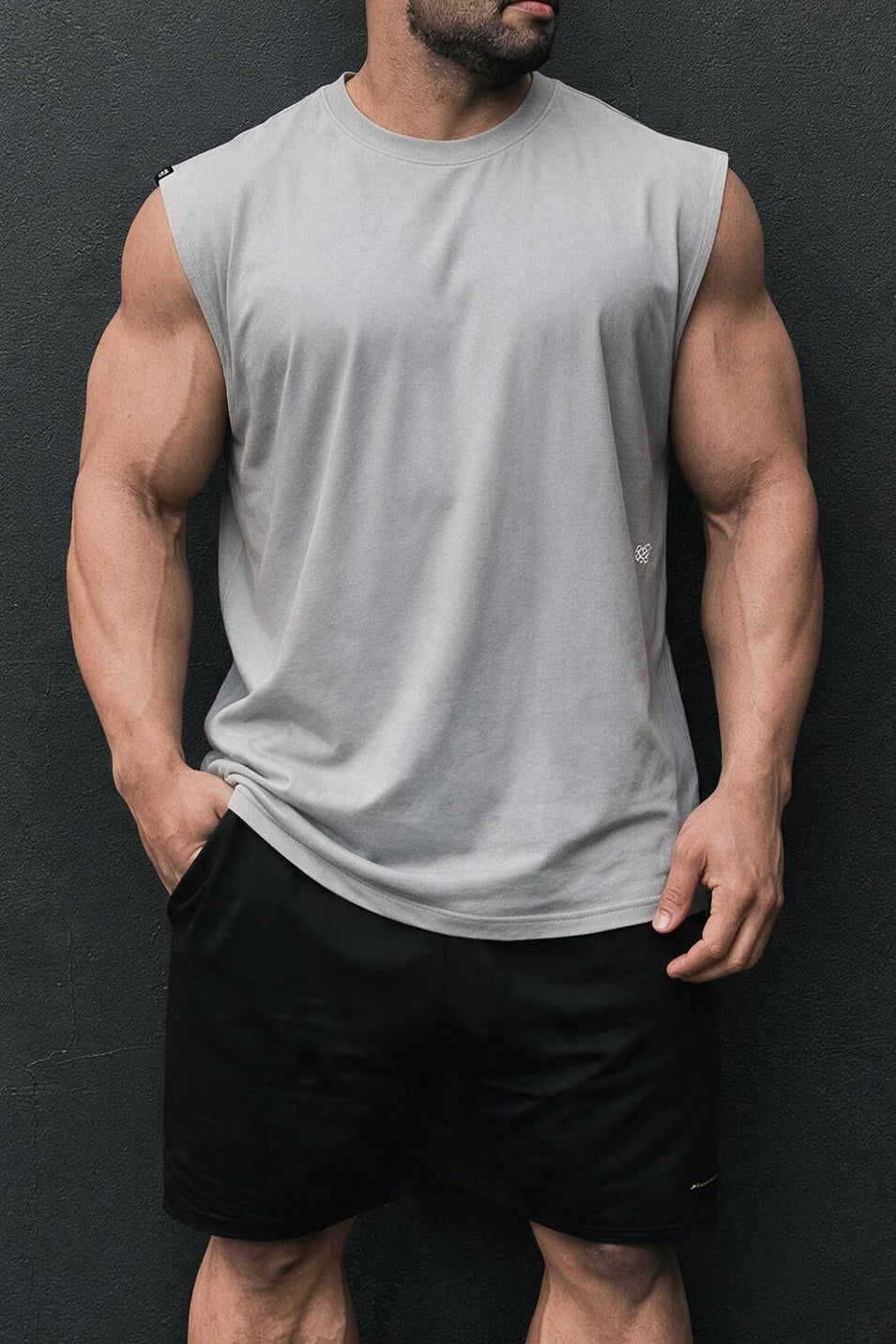 Retro Oversized Muscle Tee - Light Gray