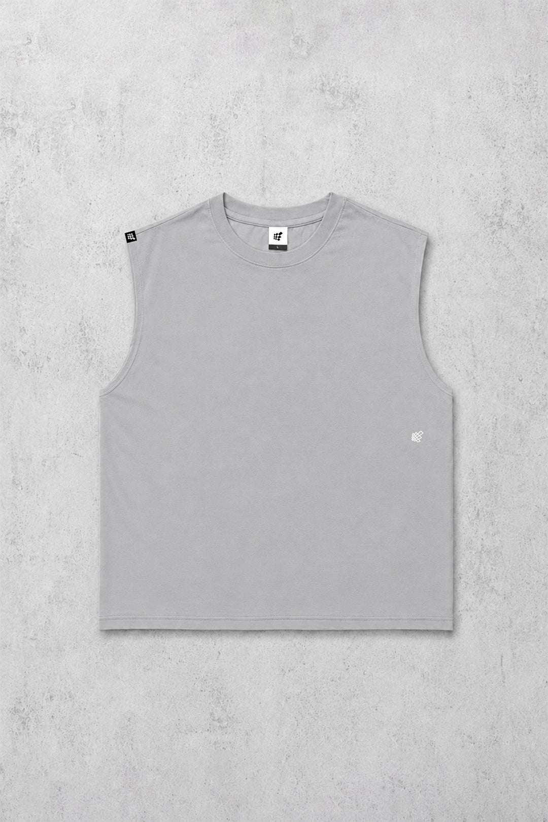 Retro Oversized Muscle Tee - Light Gray