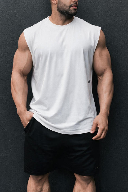 Retro Oversized Muscle Tee - Washed White