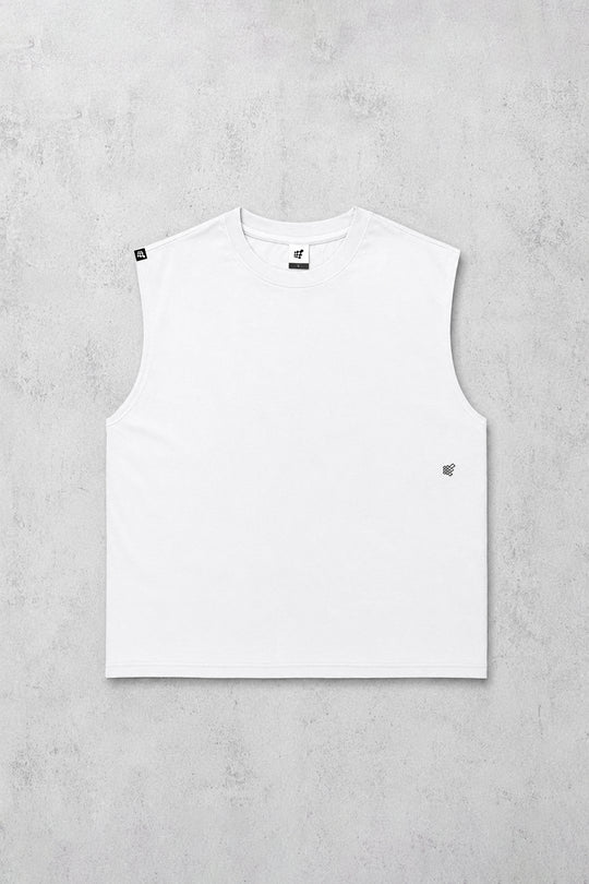 Retro Oversized Muscle Tee - Washed White
