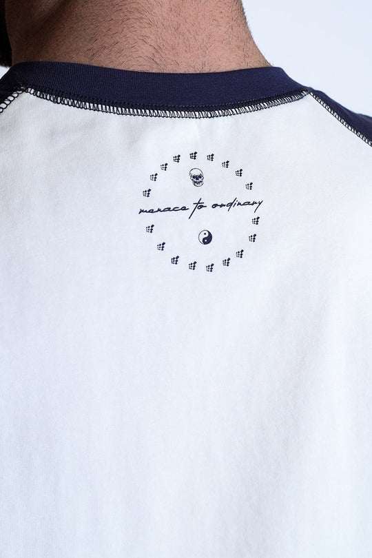 Raglan Sleeveless Tank Top - White & Navy