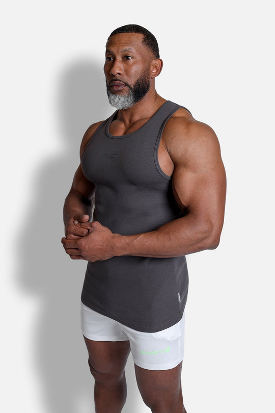 Ribbed Muscle Tank Top - Dark Gray