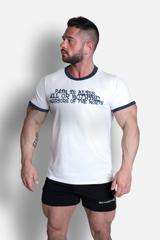 Muscle-Fit Ringer Tee - White w/ Navy Trim