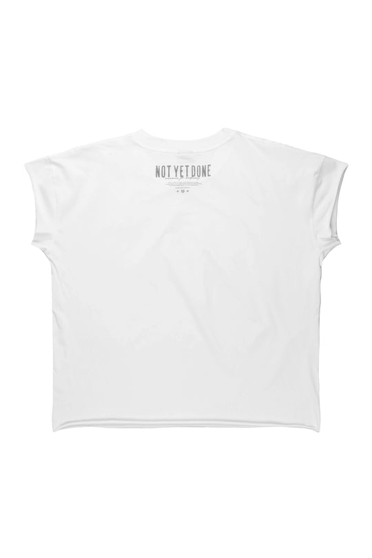 Oversized Raw-Cut Cropped Tee - White