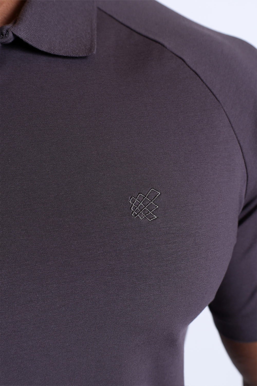 Zip-Up Muscle-Fit Collared Tee - Gray