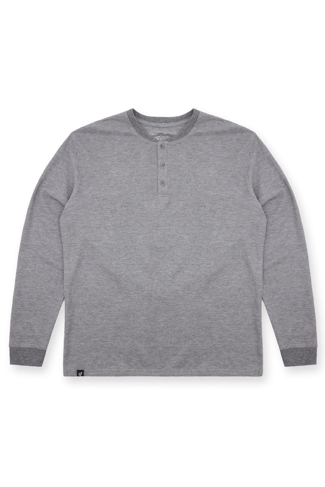 Waffle Knit Henley Long Sleeve T-Shirt - Dark Gray