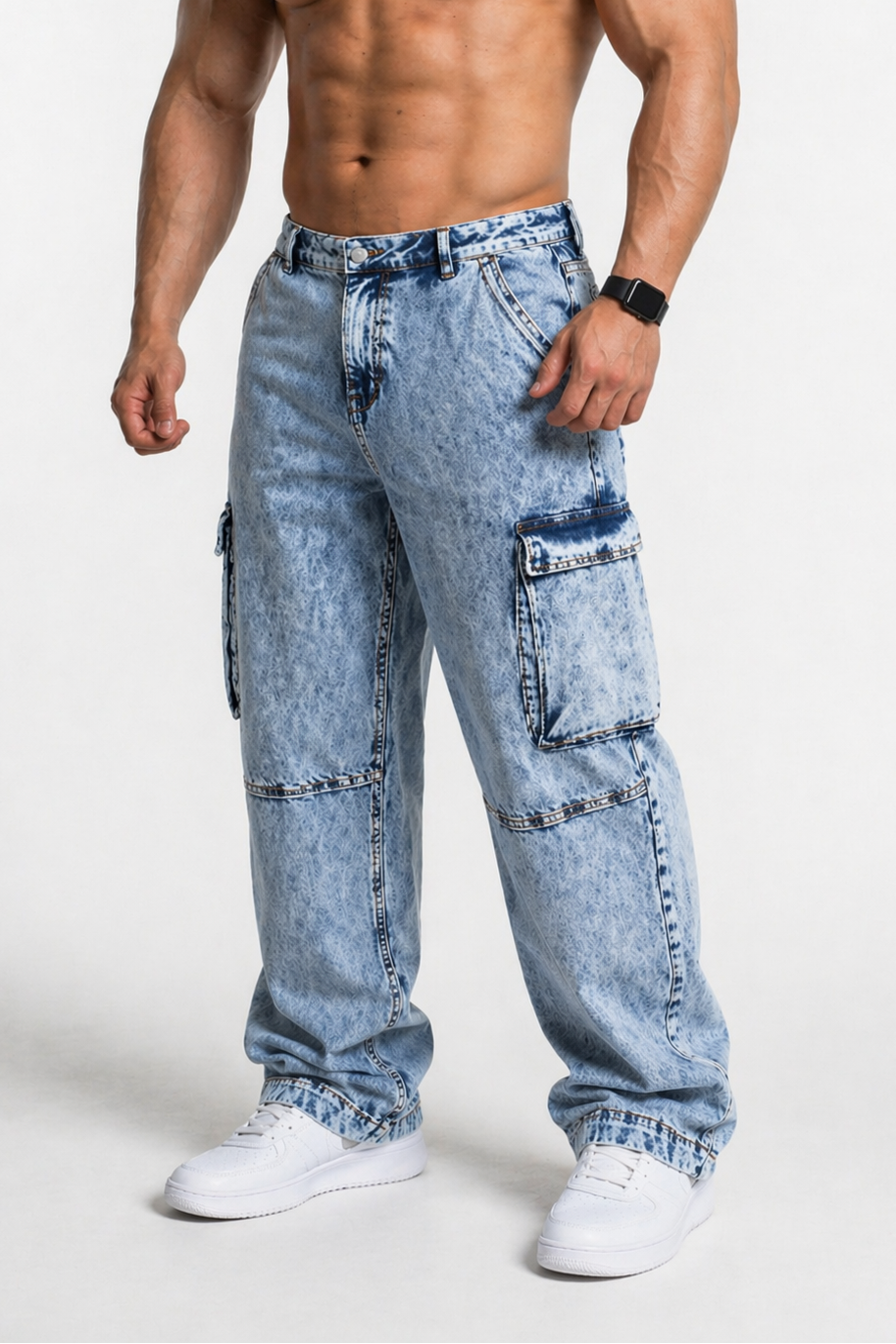 Men's Vintage Loose-Fit Jeans - Washed Navy