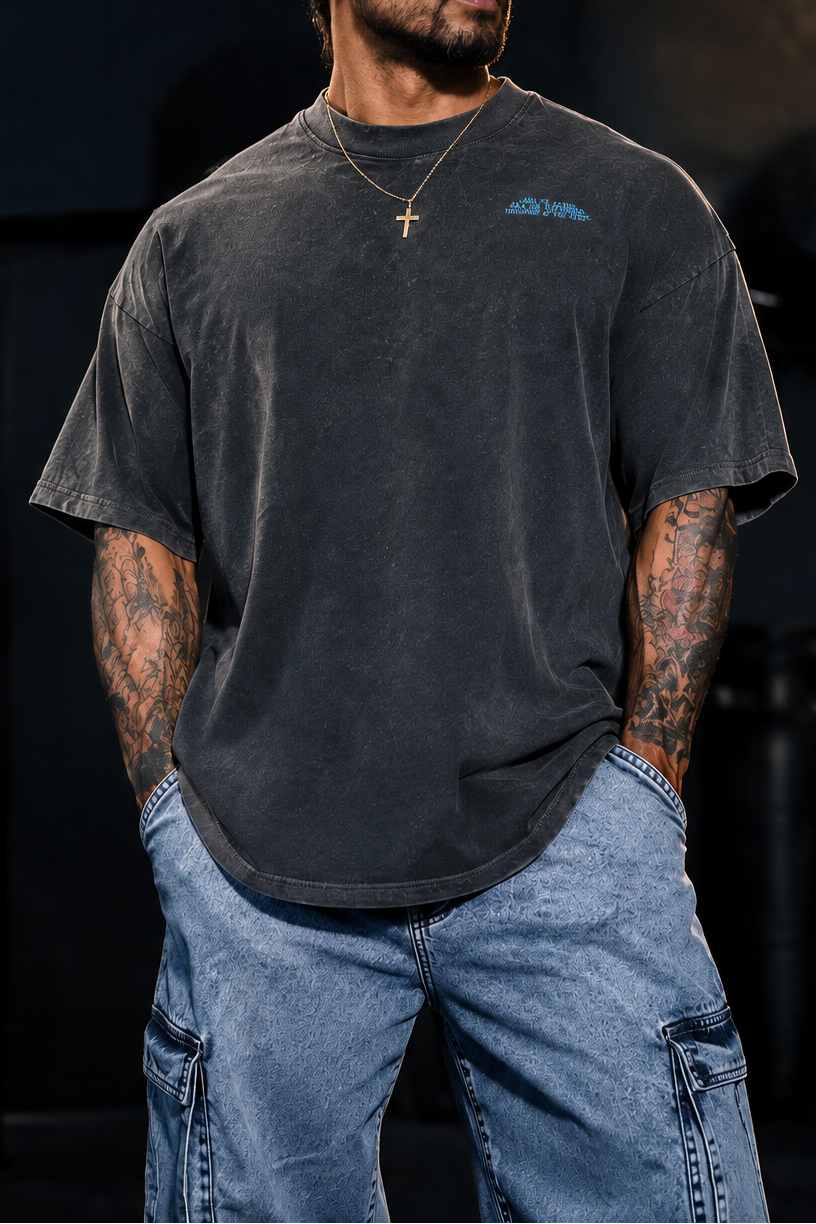 Vintage Washed Oversized T-Shirt - Charcoal Black