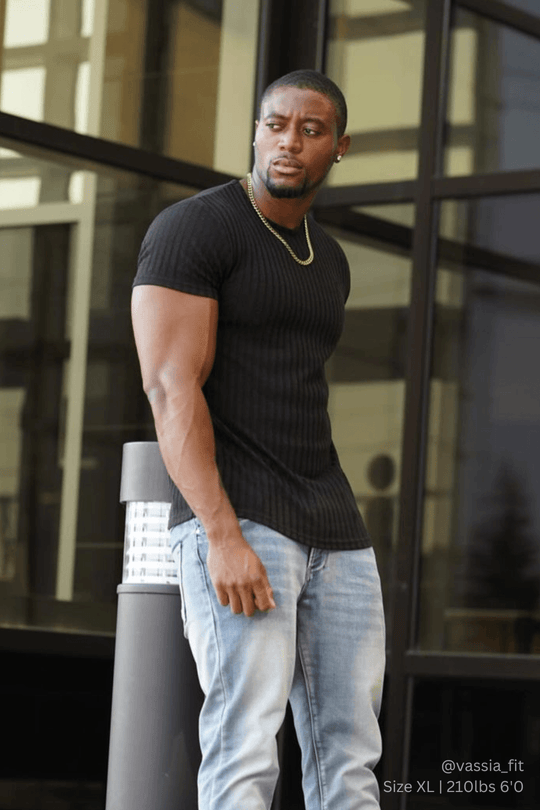 Ribbed Muscle-Fit T-Shirt - Jet Black