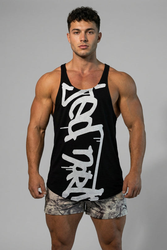 Classic Bodybuilding Racerback Stringer - B&W Graffiti